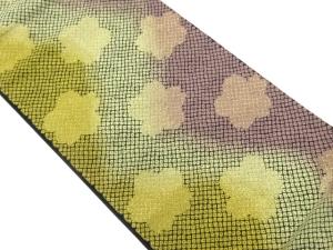 鹿の子に桜模様織出し袋帯